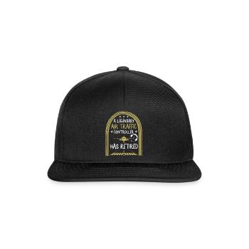 Pilotenhemd, legendärer Fluglotse hat - Snapback Cap - Schwarz/Schwarz - Vorne