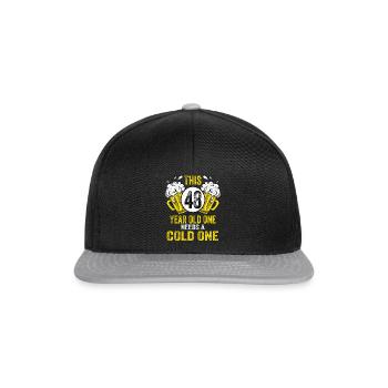Männer Bier Geburtstag Lustig 48 Jahre alt Bierliebhaber - Snapback Cap - Schwarz/Grau - Vorne