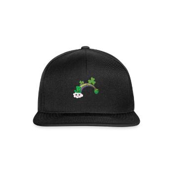 Cute Kawaii Cloud Rainbow Happy Saint Patricks - Snapback Cap - black/black - Front
