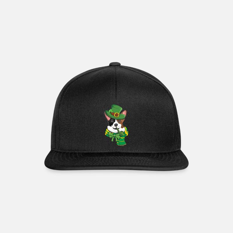 Cute Irish Corgi Happy Saint Patrick Day - Snapback Cap - Schwarz/Schwarz