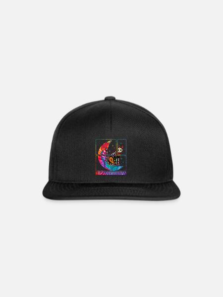 Dia De Los Muertos Hemd, Katze und Mond Zucker - Snapback Cap - Schwarz/Schwarz