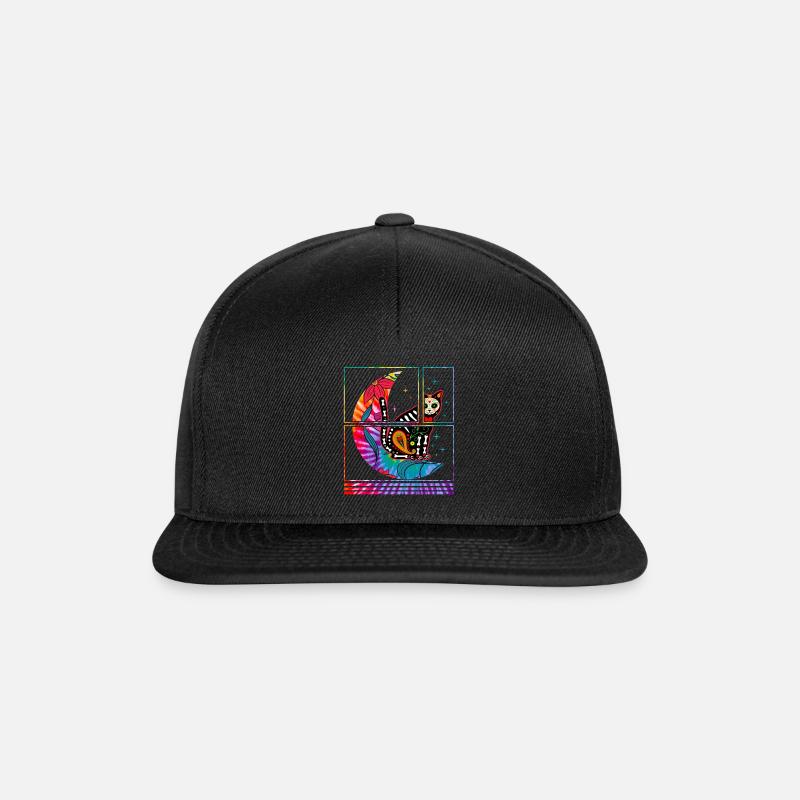 Dia De Los Muertos Hemd, Katze und Mond Zucker - Snapback Cap - Schwarz/Schwarz