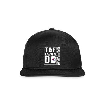 Taekwondo Shirt, We Train Too Kick Your Ass Korea - Snapback Cap - Schwarz/Schwarz - Vorne