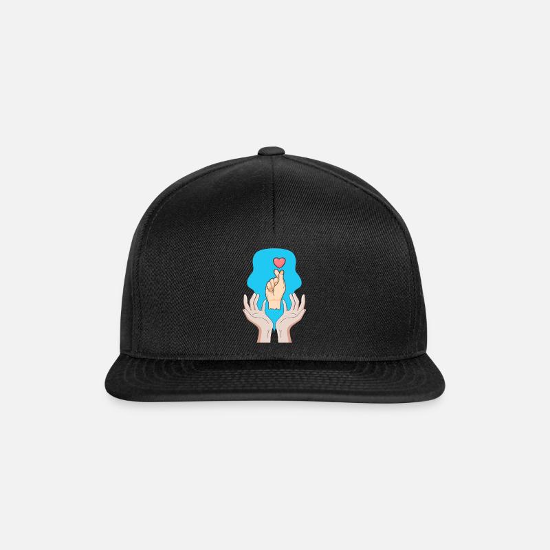 Chemise Corée, Finger Heart Tee, Mode K-Pop pour - Casquette snapback - noir/noir