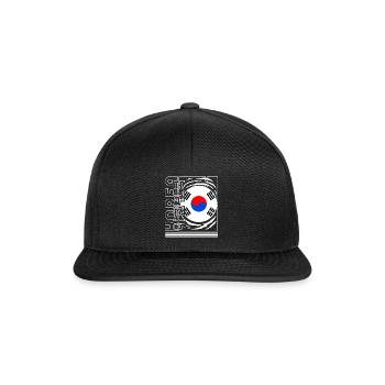 Korea Shirt, 대한민국 Dae Han Min Guk Republic Of - Snapback Cap - Schwarz/Schwarz - Vorne