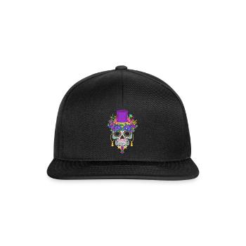 Mardi Gras Costume Dia De Los Muertos Flower Sugar - Snapback Cap - black/black - Front