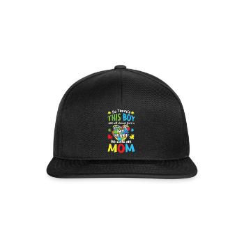 Junge nennt mich Mama Puzzle Autismus Bewusstsein - Snapback Cap - Schwarz/Schwarz - Vorne