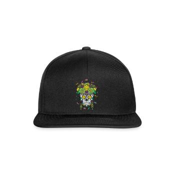 Flower Sugar Bone Muertos Halloween Mardi Gras - Snapback Cap - black/black - Front