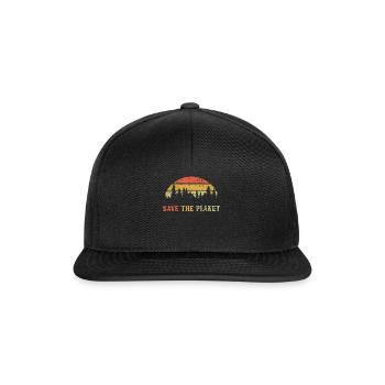Save Planet Save Nature Oceans Day Earth Day Retro - Snapback Cap - Schwarz/Schwarz - Vorne