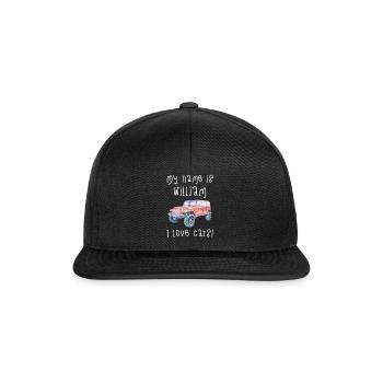 Mein Name Ist William. Ich Liebe Autos. Lustiges - Snapback Cap - Schwarz/Schwarz - Vorne