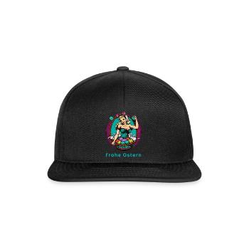 Frohe Ostern - Frau Hase Osterhase Osterei Pop Art - Snapback Cap - Schwarz/Schwarz - Vorne