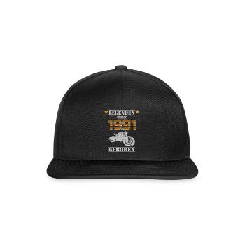 Motorrad Geburtstag Legenden wurden 1991 Geboren - Snapback Cap - Schwarz/Schwarz - Vorne