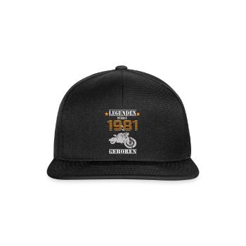 Motorrad Geburtstag Legenden wurden 1981 Geboren - Snapback Cap - Schwarz/Schwarz - Vorne