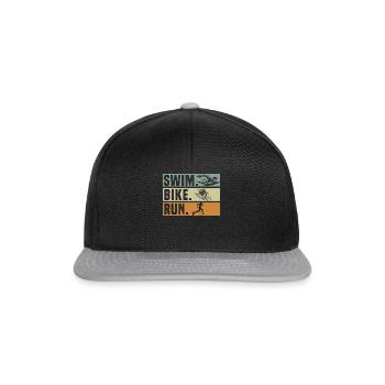 Triathlon Athlet Triathlet Schwimmen Radfahren Laufen - Snapback Cap - Schwarz/Grau - Vorne