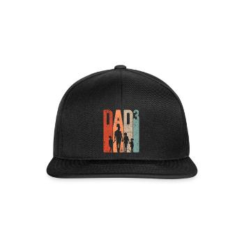 Dad Hoch 3 Papa Hoch 3 Kinder Drei Mädchen Retro - Snapback Cap - Schwarz/Schwarz - Vorne