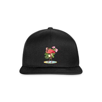Tropical Flamingo Decor Palm Surf Hello Summer - Snapback Cap - black/black - Front