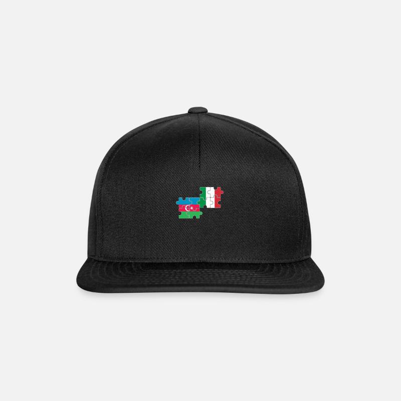 Aserbaidschan Italien Flagge - Snapback Cap - Schwarz/Schwarz