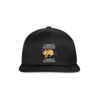 Tacocat Rennwagen Verrücktes mexikanisches Essen Fast Car Lustig - Snapback Cap - Schwarz/Schwarz - Vorne