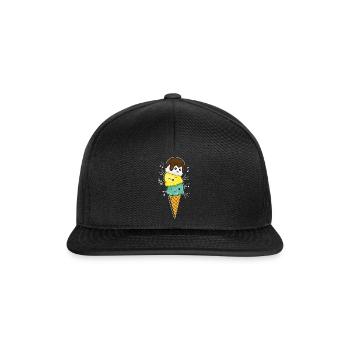 Kawaii Ice And Cream Funny Dessert Hello Summer - Snapback Cap - black/black - Front