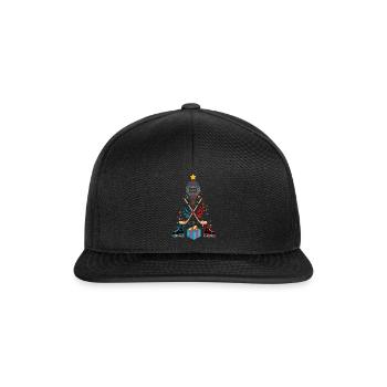 Dezember 2021 Winter Hockeyspieler Weihnachtsbaum - Snapback Cap - Schwarz/Schwarz - Vorne
