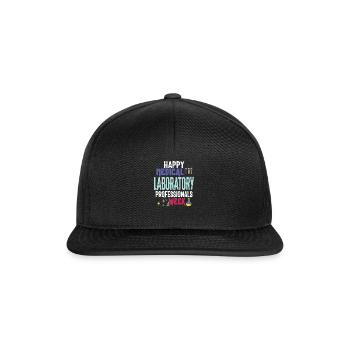Science Shirt, Happy Medical Laboratory - Snapback Cap - black/black - Front