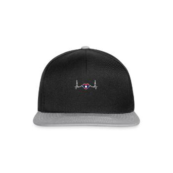Laos Vintage Herzschlag Laotische Flagge Laote - Snapback Cap - Schwarz/Grau - Vorne