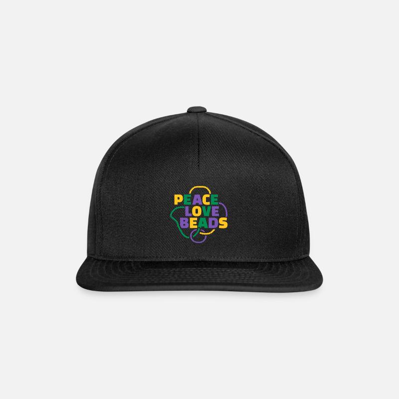 Mardi Gras Frieden Liebesperlen - Snapback Cap - Schwarz/Schwarz