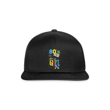 Mädchen 80er Jahre Karneval 80 Retro Party Jahr 1980 Vintage - Snapback Cap - Schwarz/Schwarz - Vorne