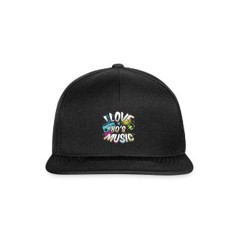 Musik 80er Jahre Karneval 80er Jahre Retro Party Jahr 1980 - Snapback Cap - Schwarz/Schwarz - Vorne