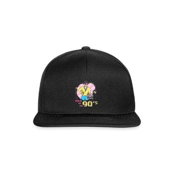 90er Jahre Musik Cool 90 Retro Party Jahr 1990 - Snapback Cap - Schwarz/Schwarz - Vorne