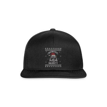 Naughty Cat Funny Christmas Santa Ugly Christmas - Snapback Cap - Schwarz/Schwarz - Vorne