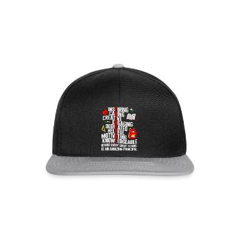 Principal Shirt, erstaunliches Principal Inspirational - Snapback Cap - Schwarz/Grau - Vorne