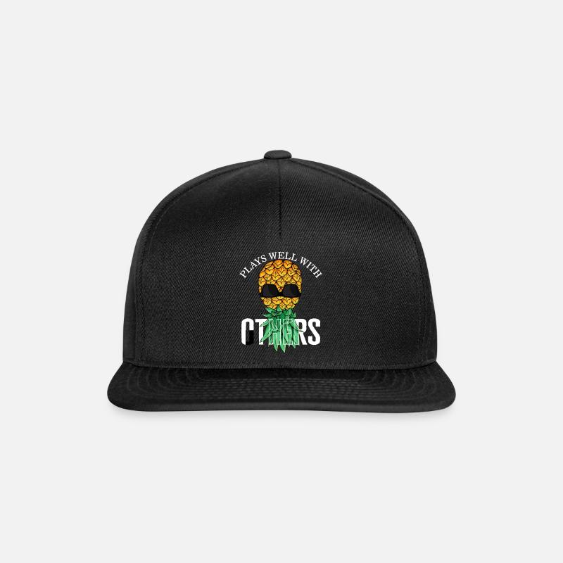 Pineapple Shirt, Plays Well With Others Tee, Gift - Snapback Cap - black/black