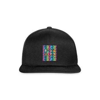 Eiscreme-Hemd, Eiscreme-Tag Wassermelone - Snapback Cap - Schwarz/Schwarz - Vorne