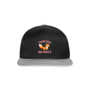Valentines Day Shirt, You're Foxy And I Know It - Snapback Cap - black/grey - Front