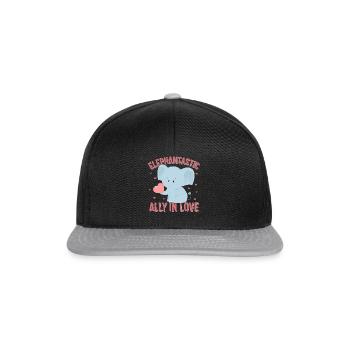 Valentinstags-Shirt, verliebter elefantenhafter Verbündeter - Snapback Cap - Schwarz/Grau - Vorne