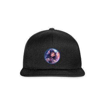 Cosmic Anime Girl Vaporwave Space Helmet Galaxy - Snapback Cap - black/black - Front