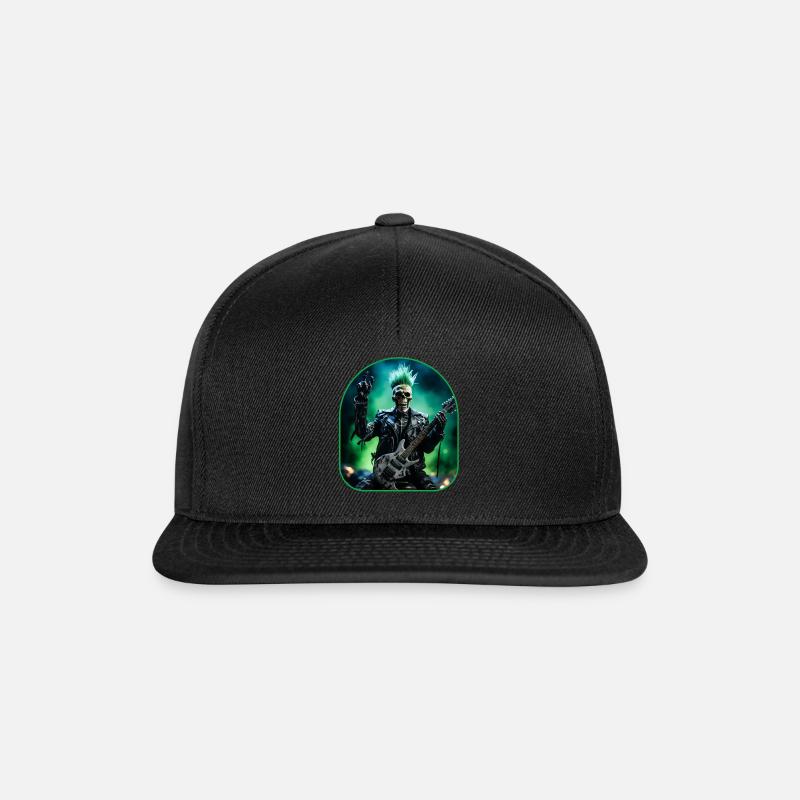 Punkrock Skelett Irokesenschnitt - Snapback Cap - Schwarz/Schwarz