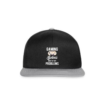 Gaming Löst Die Meisten Meiner Probleme. Lustiger - Snapback Cap - Schwarz/Grau - Vorne