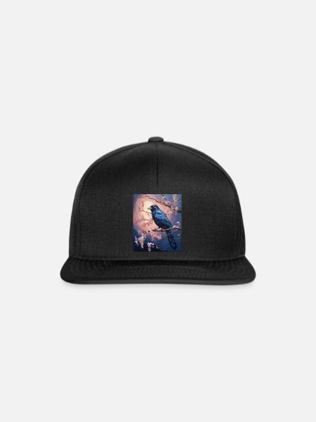 Japanische Kunst Japanischer Holzschnitt Kunstdruck Sakura - Snapback Cap - Schwarz/Schwarz