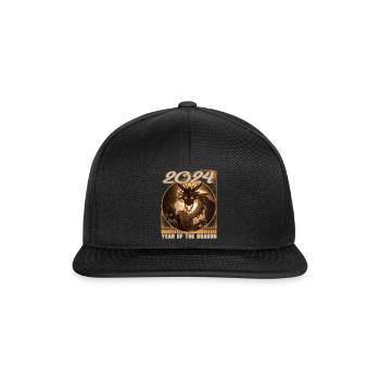 Chinesisches Neujahr des Drachen Schattenpuppenspiel Drache - Snapback Cap - Schwarz/Schwarz - Vorne