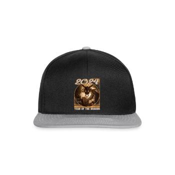 Chinesisches Neujahr des Drachen Schattenpuppenspiel Drache - Snapback Cap - Schwarz/Grau - Vorne