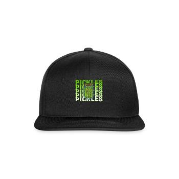 Pickle Shirt, Jar Of Pickles Cute Retro Green Tee - Snapback Cap - black/black - Front