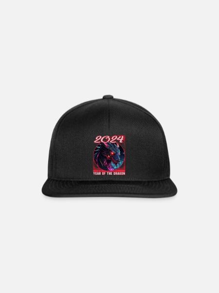 Chinesisches Neujahr des Drachen Cyberpunk Neon Drache - Snapback Cap - Schwarz/Schwarz