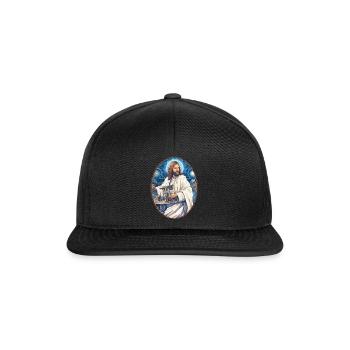 Jesus Snuggling Microscope T Shirt, Christian - Snapback Cap - black/black - Front