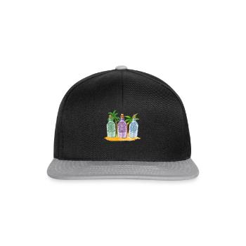 Krankenschwester Hemd, Sonnenuntergang Entspannung Ocean Breeze Tiki - Snapback Cap - Schwarz/Grau - Vorne