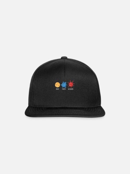 Wissenschafts-Shirt, Stein-Papier-Schere-Mikroorganismus - Snapback Cap - Schwarz/Schwarz