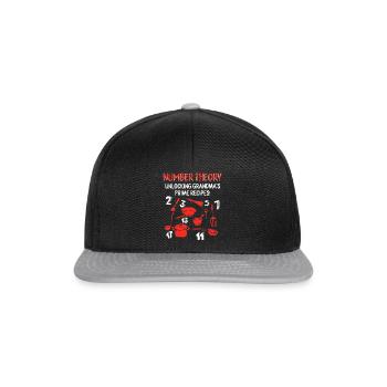 Mathe-Shirt, Zahlentheorie Omas freischalten - Snapback Cap - Schwarz/Grau - Vorne