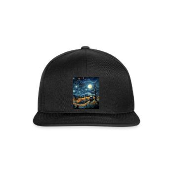 Halloween Starry Night Shirt Spooky Sky Art Tee - Snapback Cap - black/black - Front