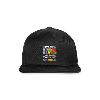 Einschulung Bye Bye Kindergarten Ich Rocke Jetzt - Snapback Cap - Schwarz/Schwarz - Vorne